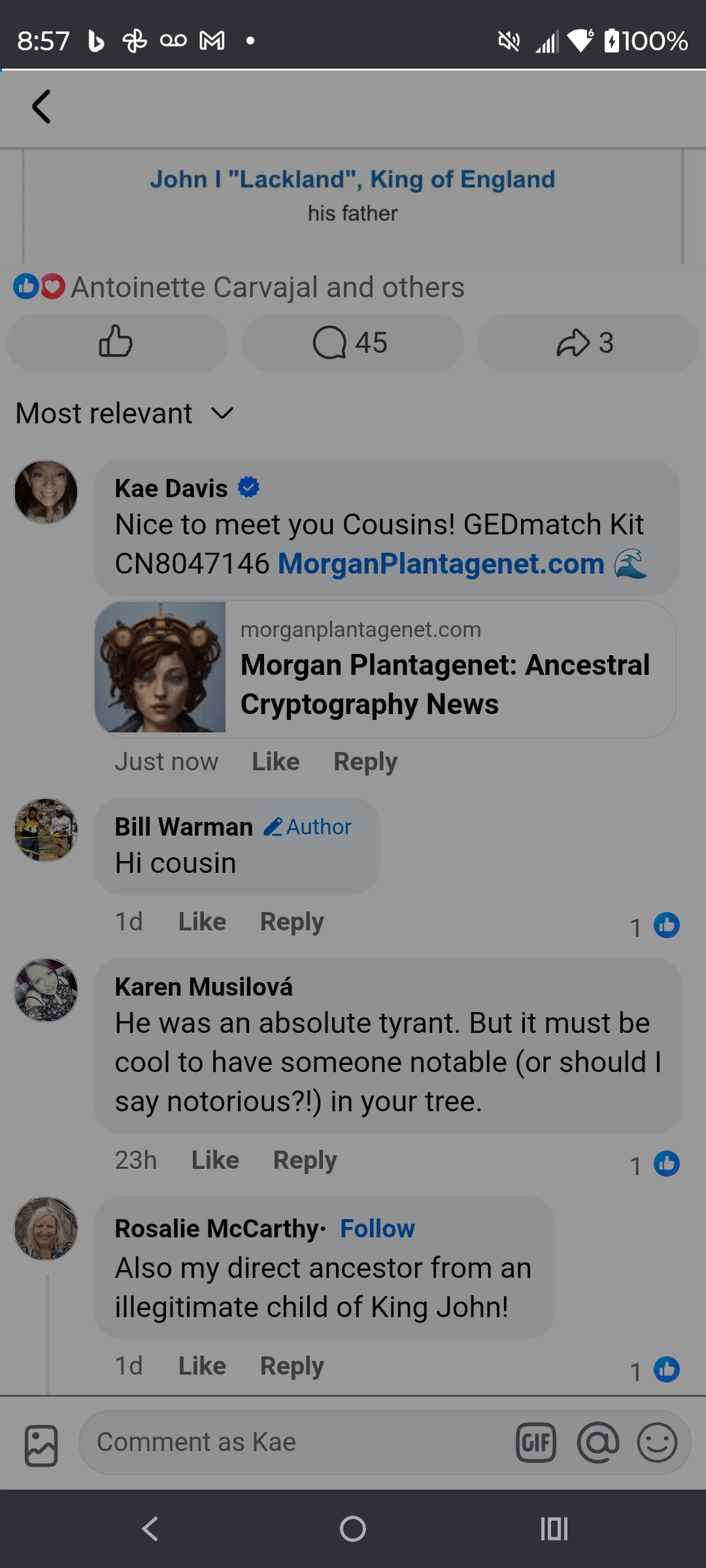 - Morgan Plantagenet: Ancestral Cryptology and Genetic Cartography News