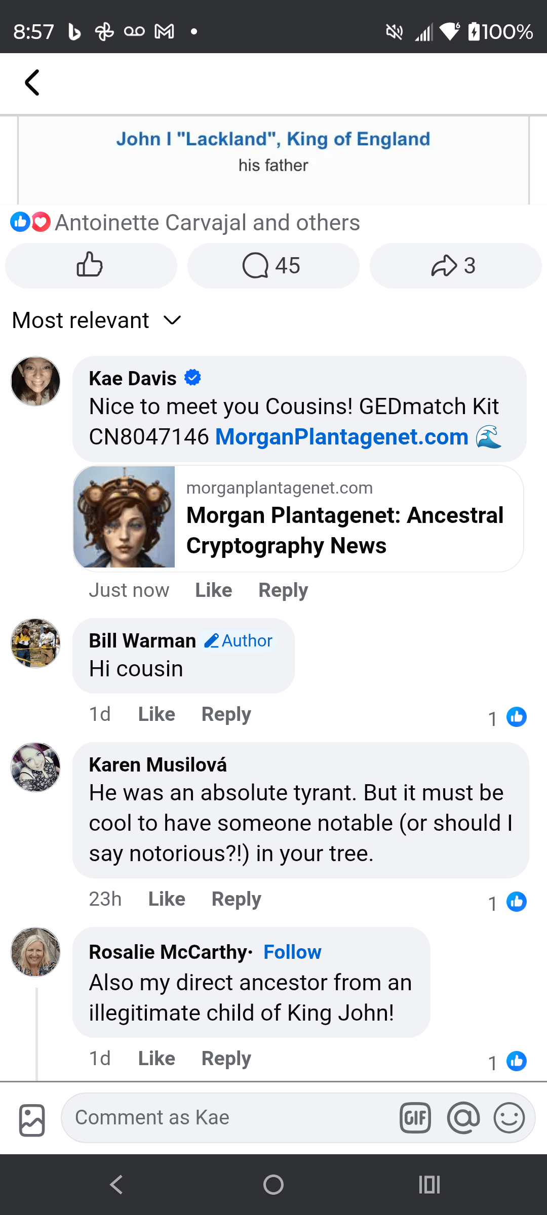 - Morgan Plantagenet: Ancestral Cryptology and Genetic Cartography News