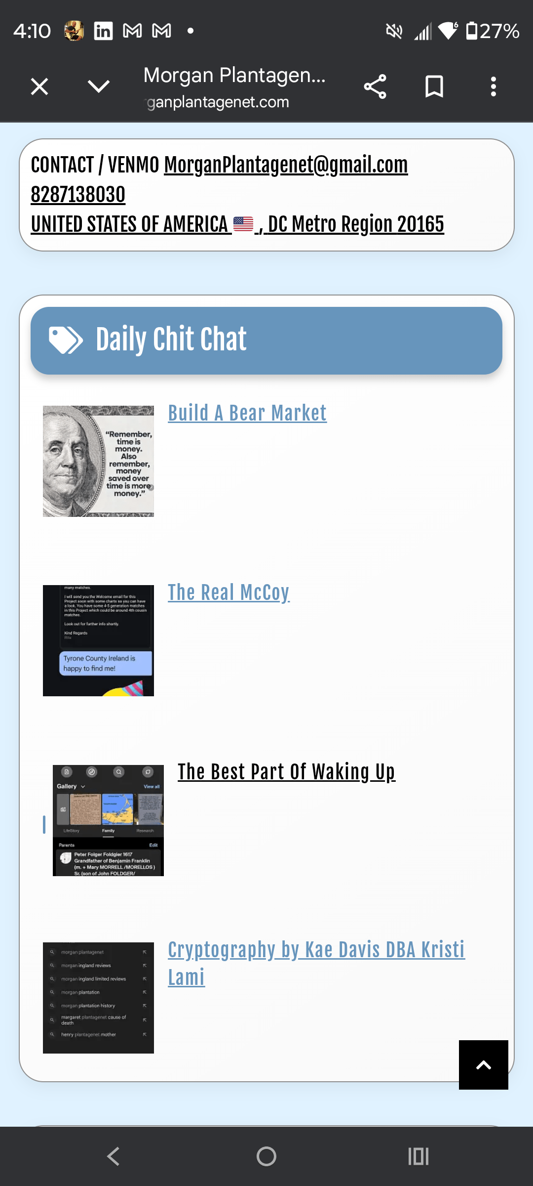 - Morgan Plantagenet: Ancestral Cryptology and Genetic Cartography News