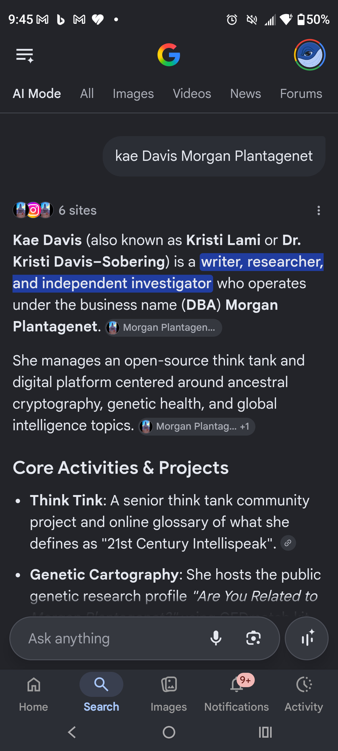 Writer Kae Davis is Morgan Plantagenet DNA and Host