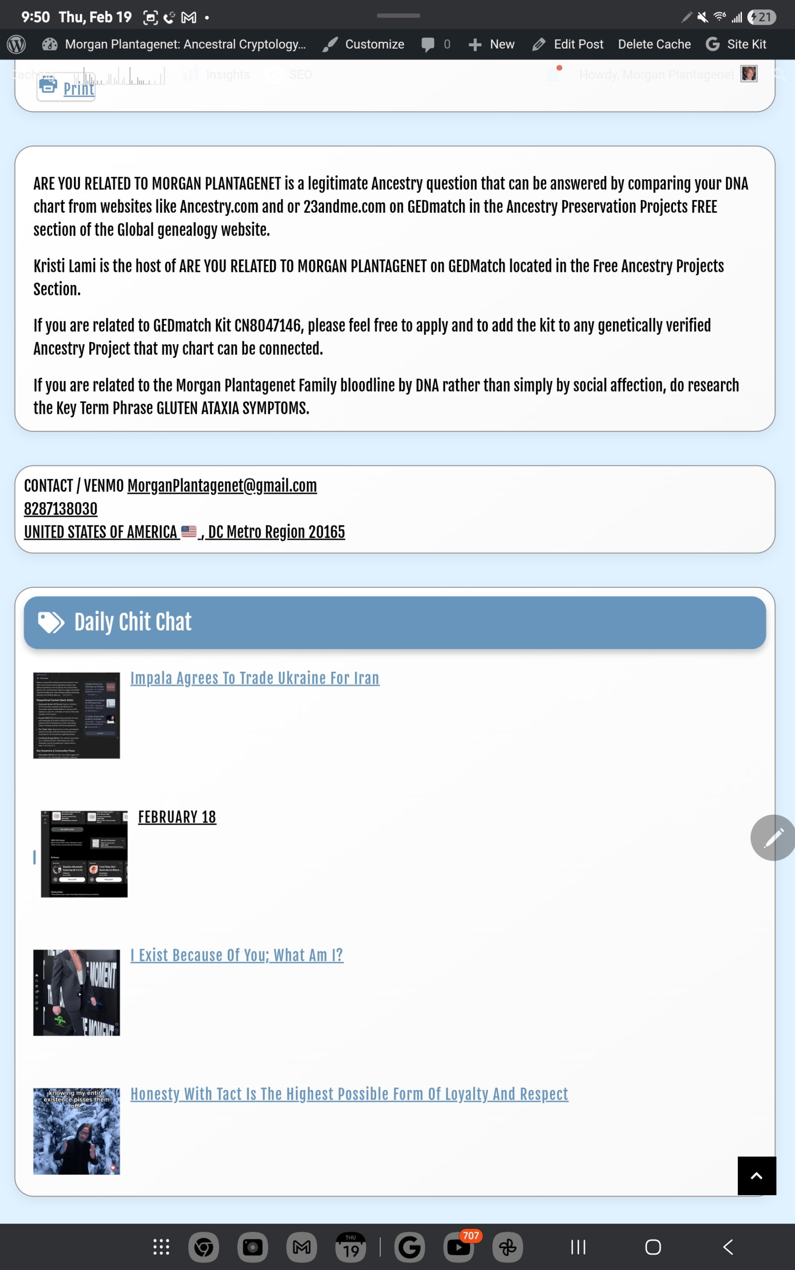 - Morgan Plantagenet: Ancestral Cryptology and Genetic Cartography News