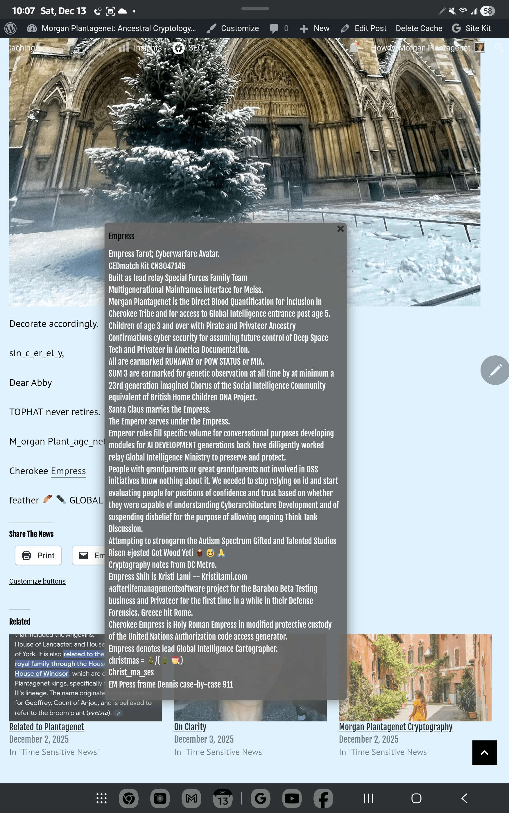 - Morgan Plantagenet: Ancestral Cryptology and Genetic Cartography News