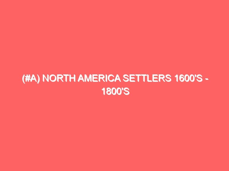 A North America Settlers s s