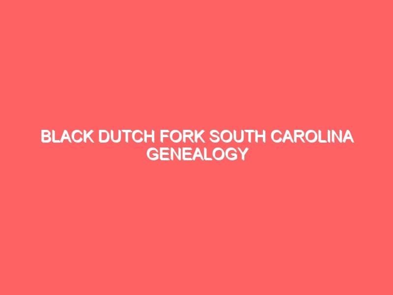 Black Dutch Fork South Carolina Genealogy