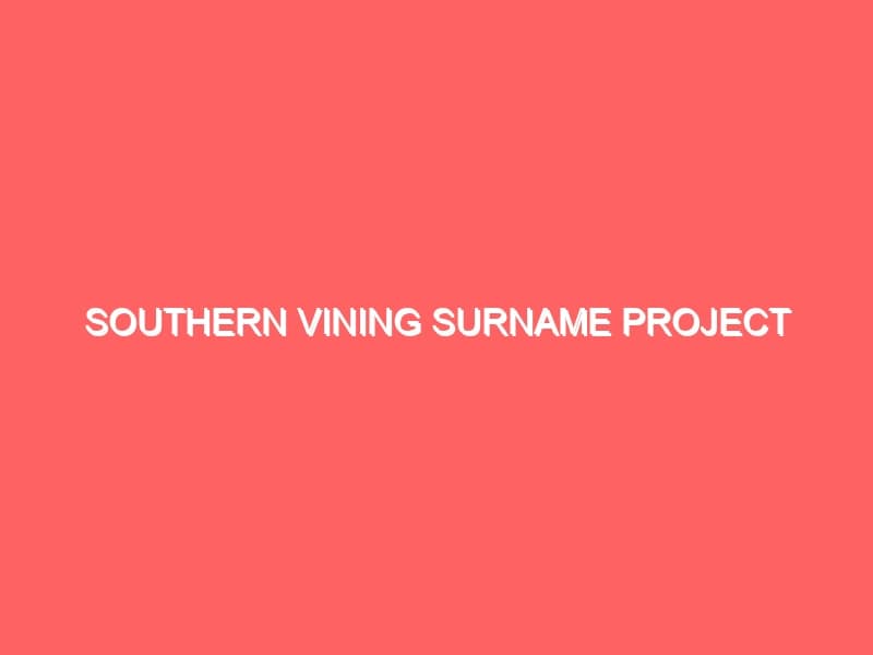 Southern Vining Surname Project