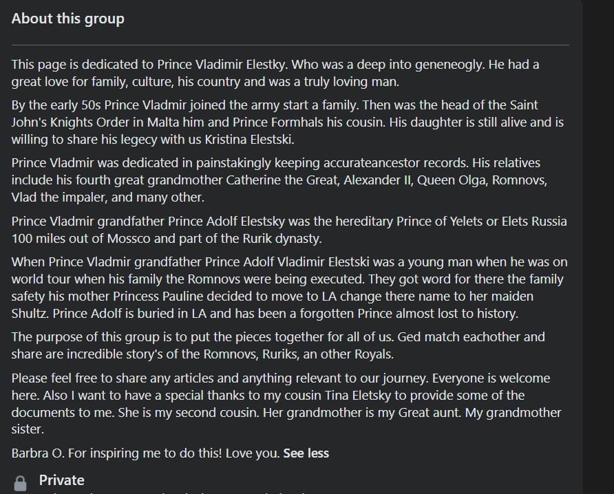 Kristi Lami Is Related To Prince Vladimir Eletsky