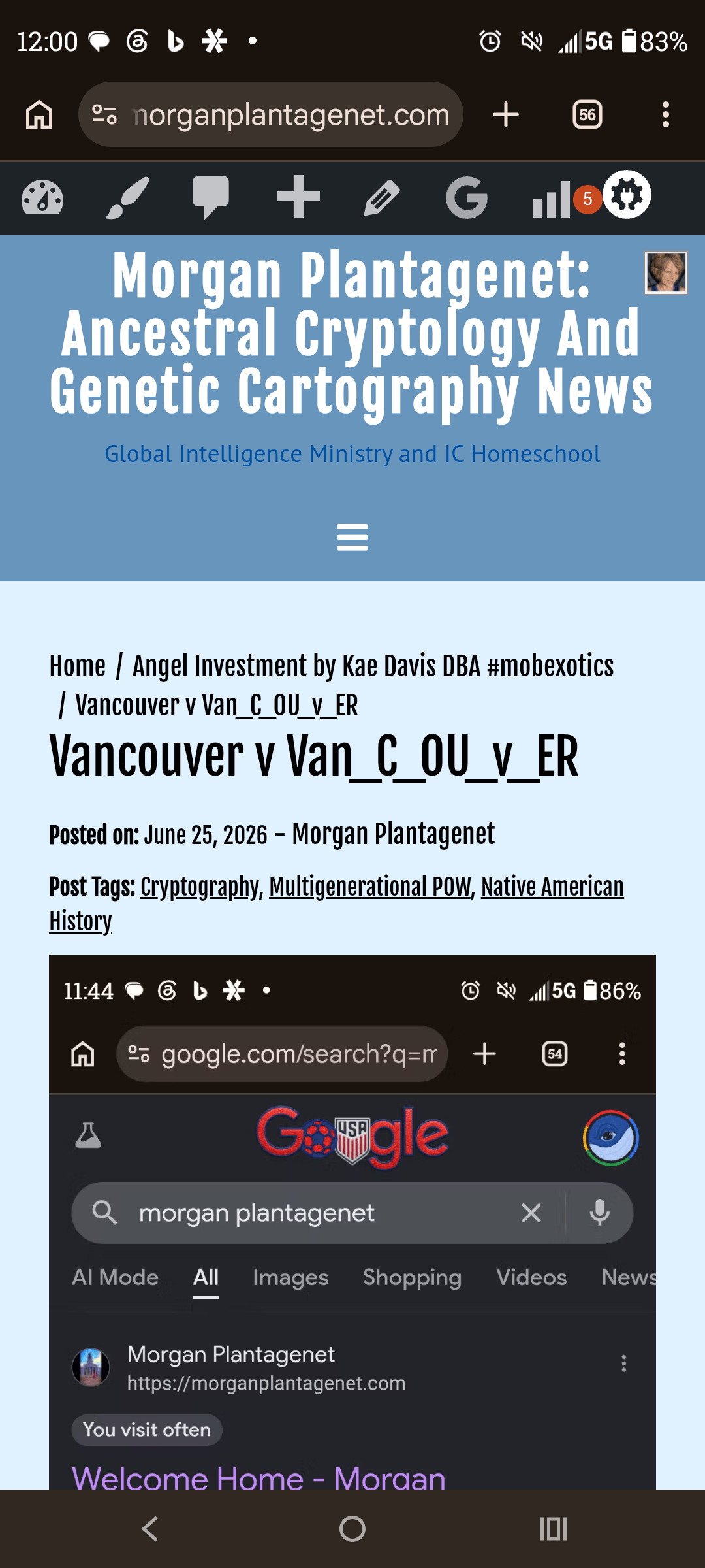 - Morgan Plantagenet: Ancestral Cryptology and Genetic Cartography News