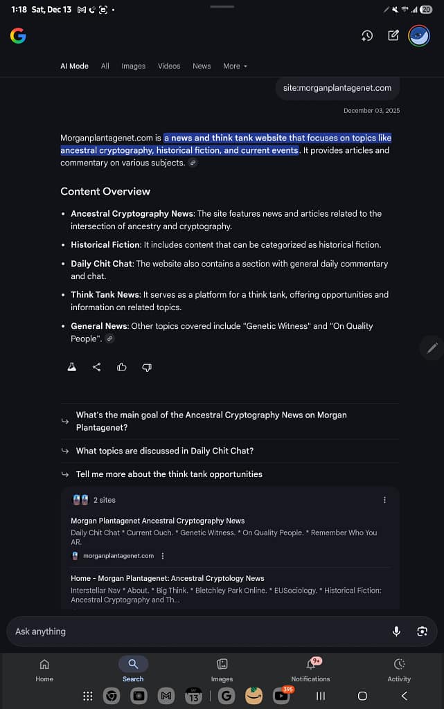 - Morgan Plantagenet: Ancestral Cryptology News